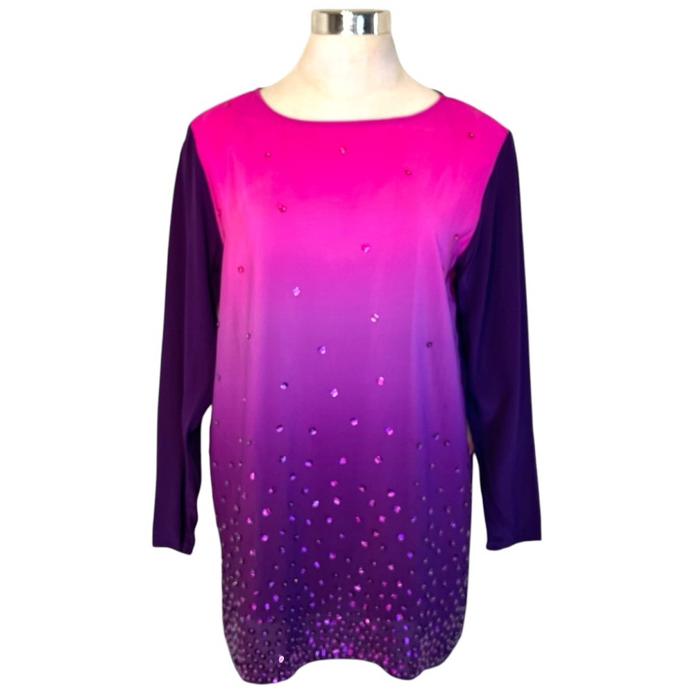 Silk Sequin Purple Ombré Women's Long Top